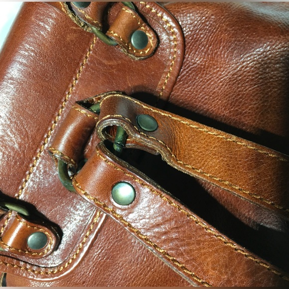 I Medici Firenze Italy Whiskey Brown Leather Rucksack Backpack Flap Buckle Snap - Picture 5 of 15